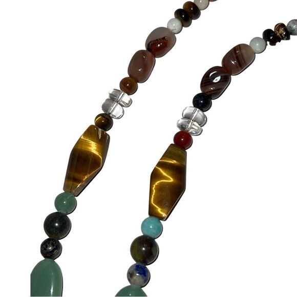 Heavy Semi Precious Polished Multi-Stone Long Southwestern Necklace - Picture 3 of 4